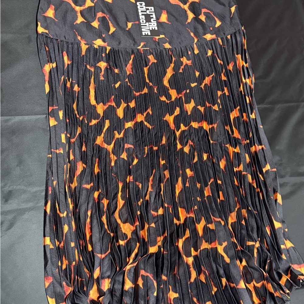 Future Collective Black and Orange Midi Skirt